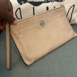 Michael Kors Leather Bone Wristlet